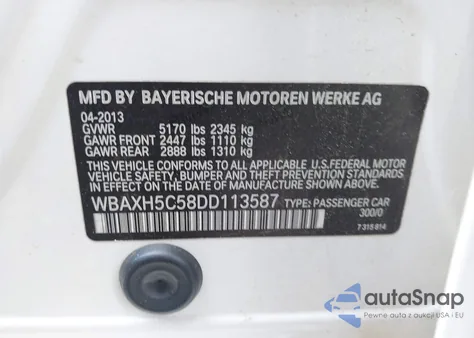 2013 BMW 528I xDrive z USA, uszkodzony, nr VIN WBAXH5C58DD113587